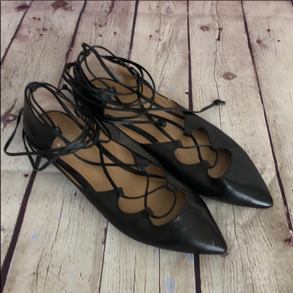 Banana Republic pointed toe lace up ballet flats